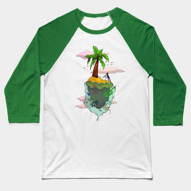 Floating Island Baseball T-Shirt by IndiasIllustrations